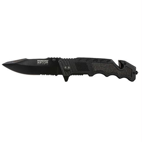 Humvee Large Tactical Recon Spring Folding Knife (Black)