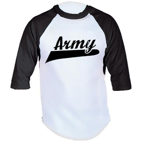 3/4 Sleeve Imprinted T-Shirt - White/Black Imprint (Army)