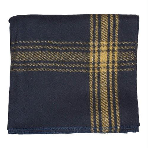 Mustard-Striped Navy Wool Blanket