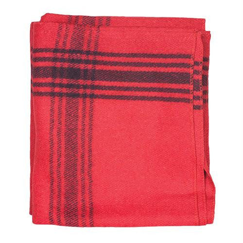 Navy-Striped Red Wool Blanket